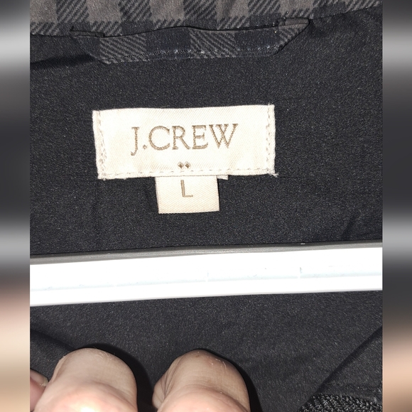 Ladies J. Crew Downs Puffer Vest Buffalo Plaid W/Black Trim LRG Zip Front - Picture 6 of 9